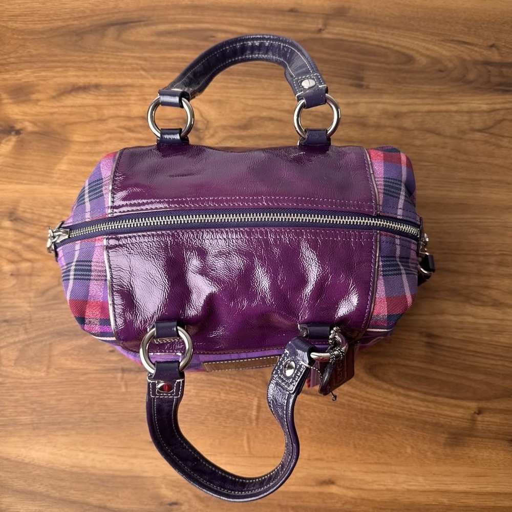 Coach Poppy Purple Tartan Plaid Satchel Limited Edition Hang Tags 15884 - Picture 14 of 16